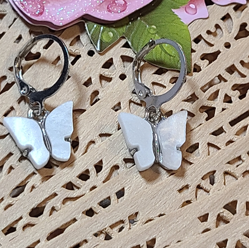 Elegant White Butterfly Earrings